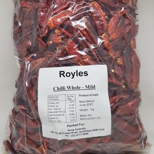 PIMENT ENTIER 5/1kg ROYLES chilli whole mild *RUP05.23*