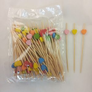 PIQUE A COCKTAIL BAMBOO 12cm motif coeur 03.21