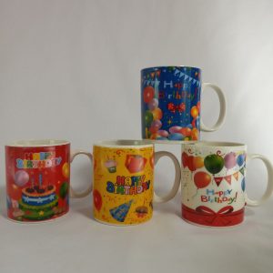TASSE CERAMIQUE MIX mug happy birthday 8x9.5cm 72pcs/ctn P23 *R4.23 *
