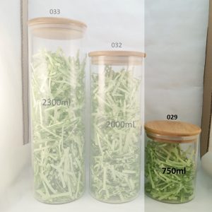 BOCAL VERRE 750ml couvercle bois 100*120mm 100pcs/ctn 1-4 P30 02.25 *