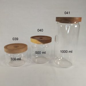 BOCAL EN VERRE 1000ml couvercle bois design 50pcs/ctn 1-2 P26 01.24 *