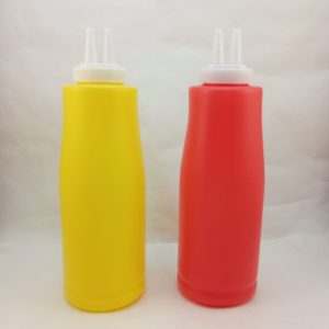 BOUTEILLE SAUCE coloré 2trous 600ml 2pcs/pack 100set/ctn P31 02.25 *