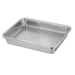 PLATEAU + PASSOIR INOX 33.5×25.3×5.3cm WLG030-10 25pcs/ctn 04.26
