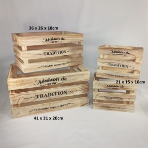 BOITE DE RANGEMENT BOIS 4pcs 4set/ctn 1-4 P26 01.24 *