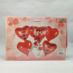 BALLON HELIUM SET COEUR LOVE 5pcs*68cm P21 11.22 *