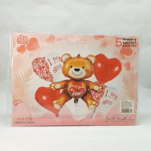 BALLON HELIUM SET COEUR OURSON 5pcs*63cm P21 11.22 *