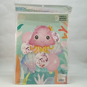 BALLON HELIUM SET meduse-mer 9pcs 1+2+6pcs  P21 11.22 *