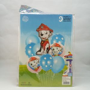 BALLON HELIUM SET patrouille chien rouge 9pcs 1+2+6pcs  P21 11.22 *