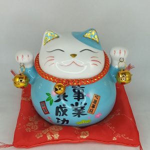 LUCKY CHAT ceramic bleu tirelire 11*10*11cm 60pcs/ctn  P21 *RUP12.22*