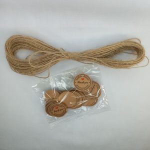 ETIQUETTE KRAFT MSGL22 FICELLES 30x30mm 100pcs+20m ficelle P23 04.23*