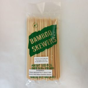 PIQUE BROCHETTE 6'' 15cm T.TOP 3mm 100/100pcs bamboo skewer 02.26