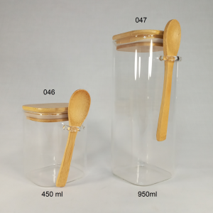 BOCAL EN VERRE 450ml 80*100mm AVEC CUILLERE 100pcs/CTN  PLION2 06.26