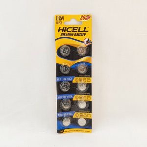 PILE ALKALINE LR54 HICELL 3V 2pcs - 500pack/5pcs/ctn P34 09.25